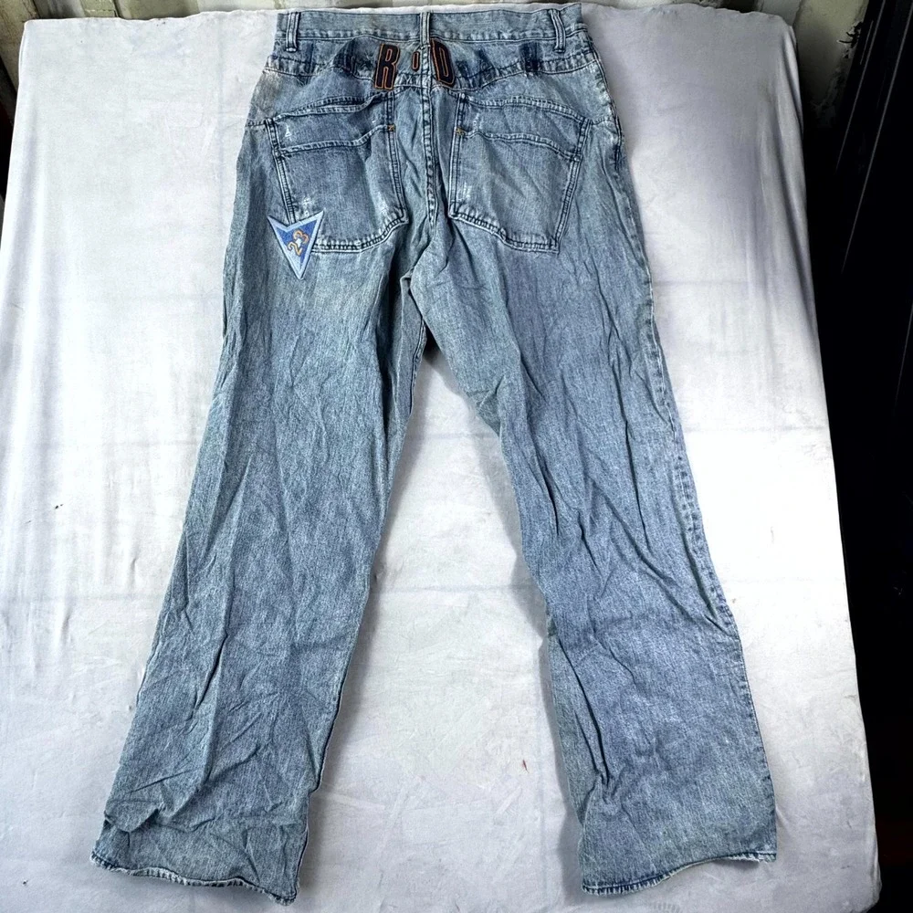 Vintage Jordan Jeans Mens 34x34 Blue Denim Distressed Hip Hop Straight Leg